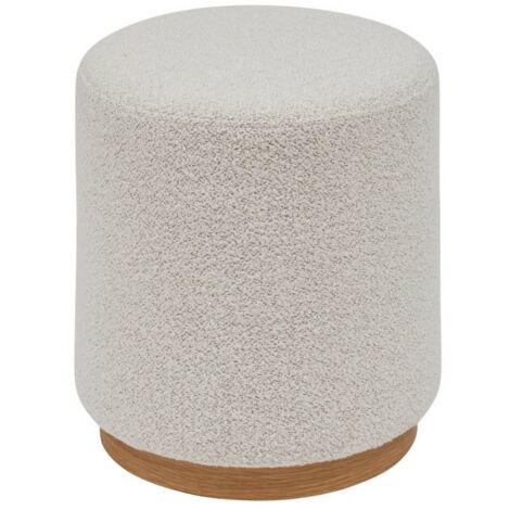Pouf ronde en tissu bouclette crème - Longueur 41 x Profondeur 41 x Hauteur 45 cm
