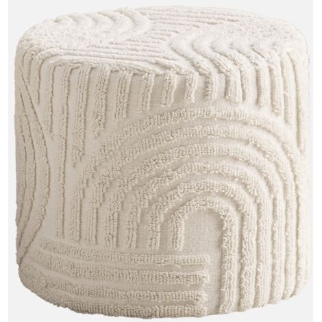 Pouf rotondo in bouclé testurizzato