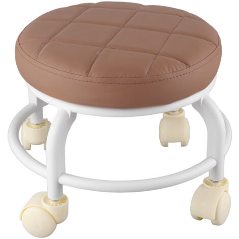 Pouf roulant avec mousse à mémoire haute densité, repose-pieds double couche imperméable à roulettes silencieuses pour salon bureau, couleur café