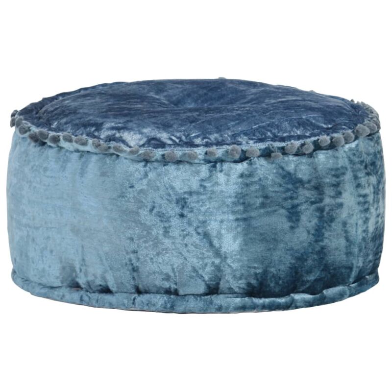 Pouf Rund Samt 40x20 Cm Blau Vidaxl