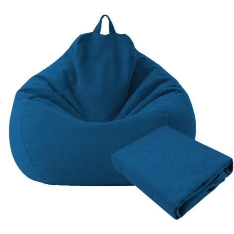 Pouf Sac de canapé Lazy Housse de Canapé Inclinable Tissu Housses de Fauteuil Housse de Chaises sans Remplissage Siège Pouf Feuilletée Tatami Salon Meubles (Bleu, 70 × 80cm)