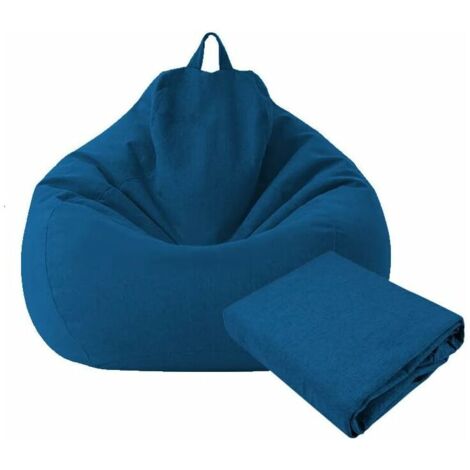 Pouf Sac de canapé Lazy Housse de Canapé Inclinable Tissu Housses de Fauteuil Housse de Chaises sans Remplissage Siège Pouf Feuilletée Tatami Salon Meubles (Bleu, 70 × 80cm) - RWHousse de canapé