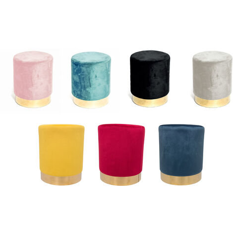 Pouf Salotto/Camera Rotondo Imbottito Modello Cilindro Velvet In Tinta Unita, misuraPoufcolorePetrolio