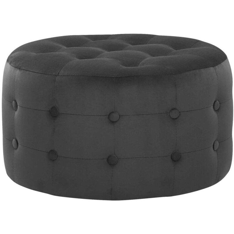 Beliani - Pouf Schwarz Samtstoff Knopfversteppung Rund Modern Elegant Für Wohnzimmer Für Schlafzimmer