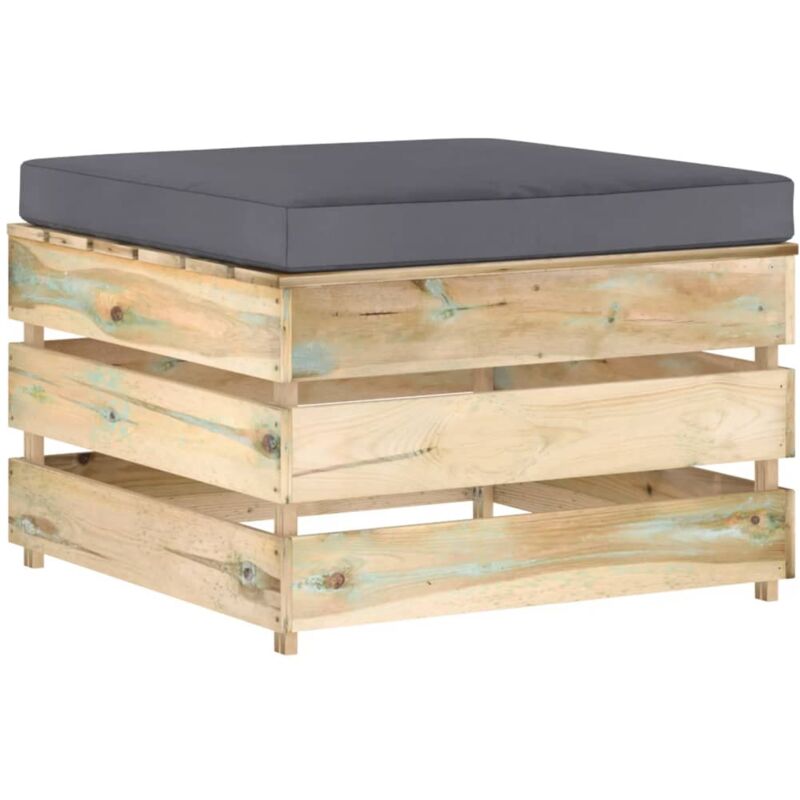 Pouf sectionnel avec coussin Bois imprégné de vert