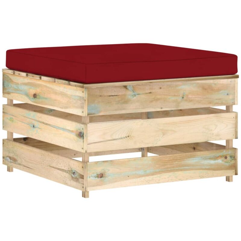 Pouf sectionnel avec coussin Bois imprégné de vert