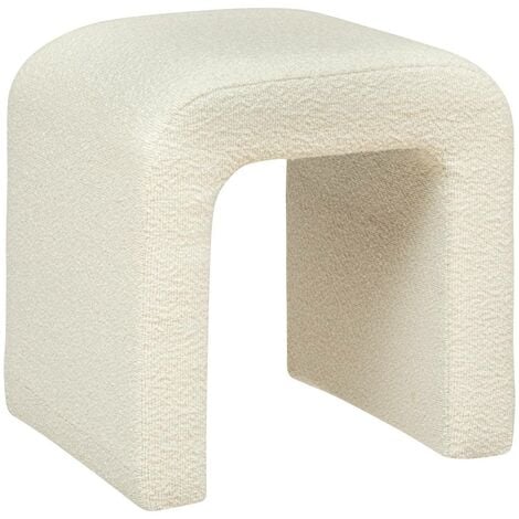 Pouf Sevi en bouclette 41x35cm blanc - Atmosphera créateur d'intérieur