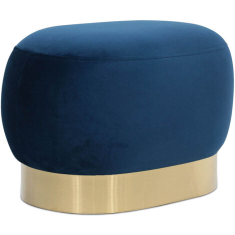 Pouf Sgabello - Velluto e Metallo - Luxe Blu scuro - Velluto, Metallo - Blu scuro