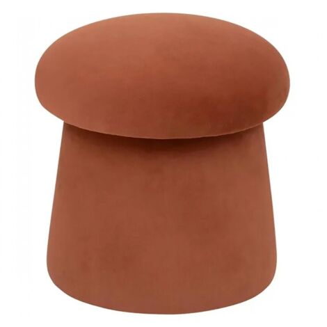 Pouf siège d'appoint format champignon en velours, coloris ambre - Diamètre 37 x Hauteur 40 cm