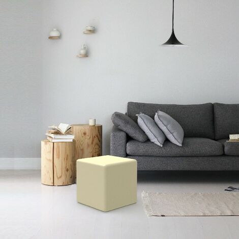 Pouf Puff Sgabello in Velluto, Poggiapiedi da Salotto, Design Moderno  Indoor | 36x42h Ocra