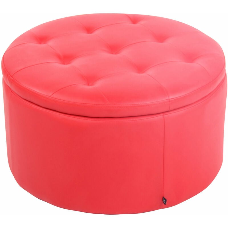 Pouf récipient élégant en cuir d'imitation avec surface matelassée dans différentes couleurs colore : Rouge