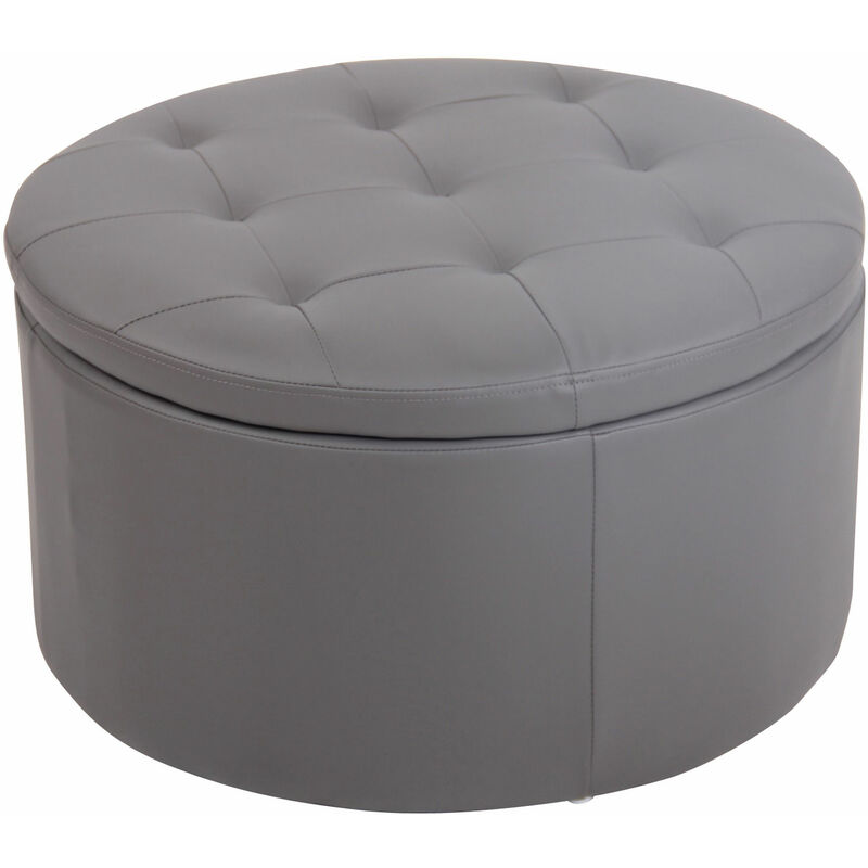 Tabouret bas Evora avec espace de rangement Gris Similicuir