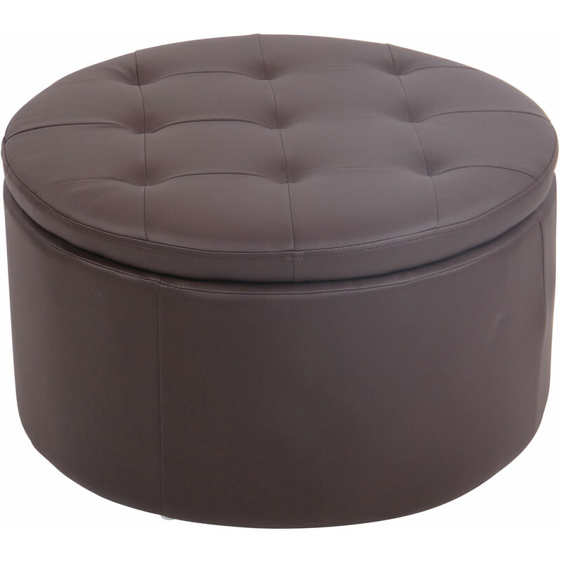 CLP - Tabouret bas Evora avec espace de rangement Marron Similicuir