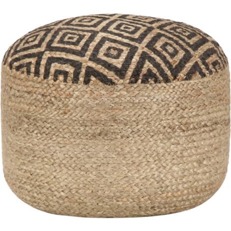 Pouf tabouret repose-pied en cordes de jute tressées à la main 45 x 30 cm jute noir DEC030009