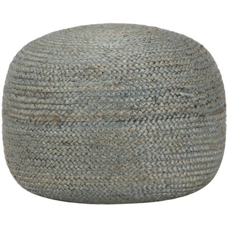 Pouf tabouret repose-pied en cordes de jute tressées à la main 45 x 30 cm jute vert DEC030015