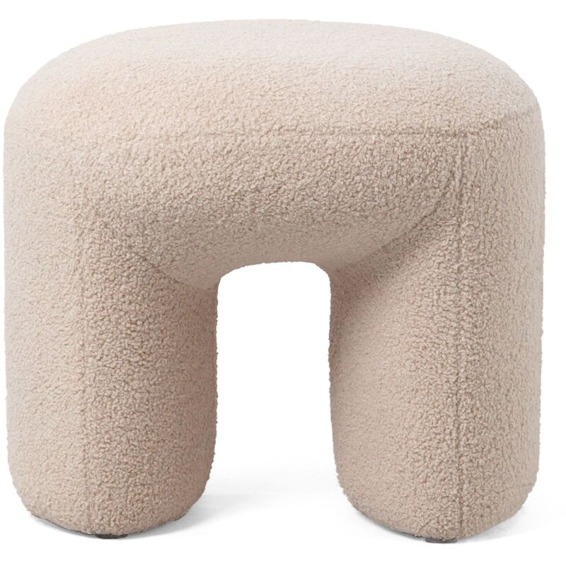 Pouf tendance Armania L46cm Tissu bouclette Beige