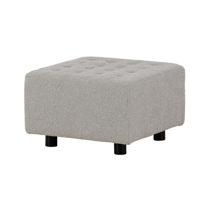 Pouf Tissu Bouclé 'Bowie' 51cm Gris Clair