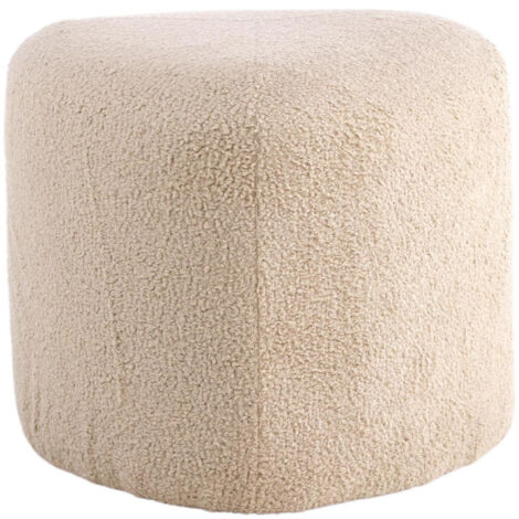 Pouf Tissu Bouclette "Peg" 46cm Beige