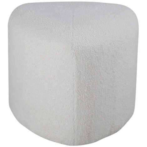Pouf Tissu Bouclette "Peg" 46cm Blanc