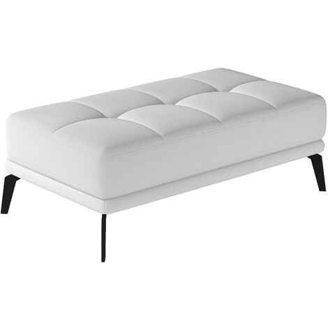 Pouf tissu simili cuir blanc Torpille 140cm