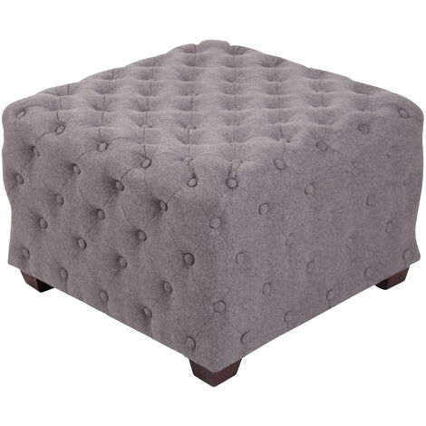 Pouf trapuntato Nimes in tessuto grigio