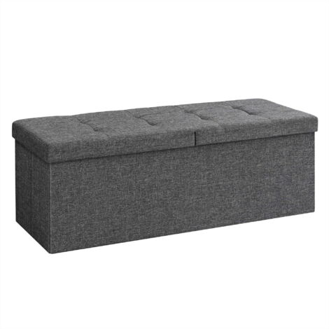 Pouf Valora PUFA MDF grigio scuro contenitore in tessuto salvaspazio