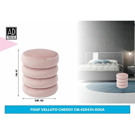 Pouf velluto rosa ⌀ 40 Corolla