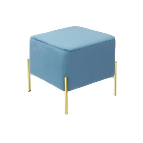 Pouf Poggiapiedi Ø60x40 cm in Velluto Blu Scuro