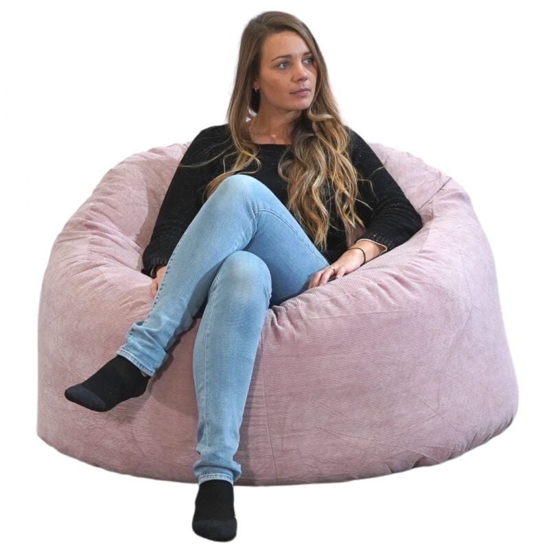 Pouf Velours Côtelé - 100 cm Rose Bananair