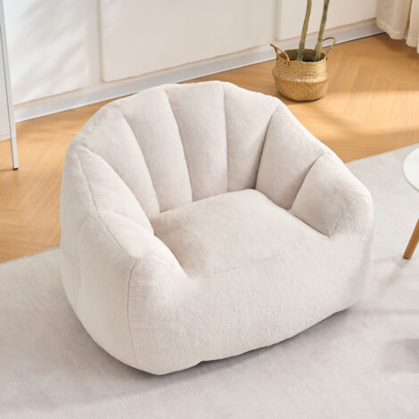 Pouf Velours Côtelé-107×75 cm-Canapé relax-BEIGE