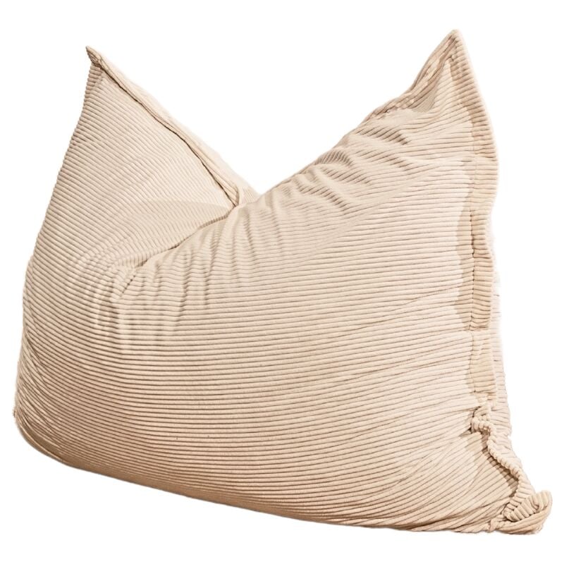 Pouf Velours Côtelé déhoussable - 140x180 cm Blanc cassé Bananair