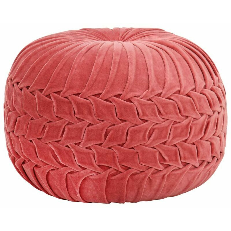Pouf Velours de coton Design de sarrau 40 x 30 cm Rose - Vidaxl