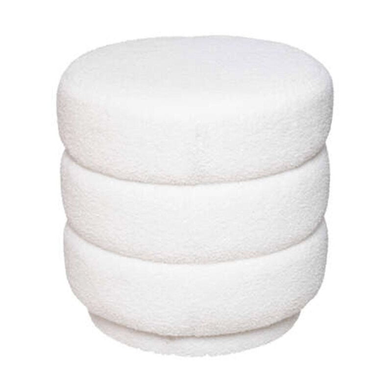 Pouf Bouclette Design 'Sinan' 40cm Blanc