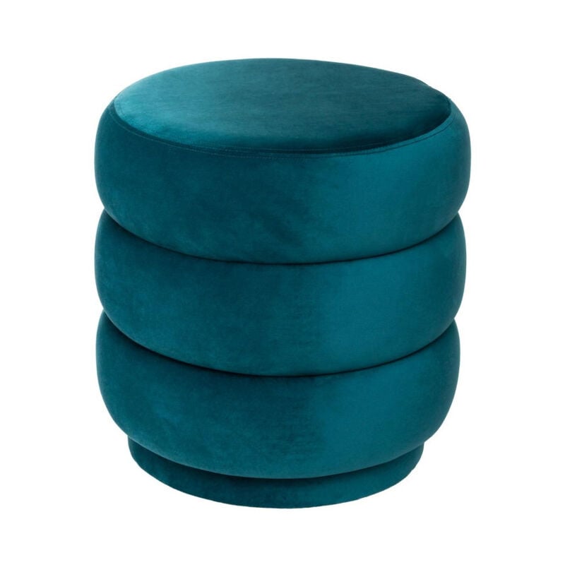 Pouf Velours Design "Sinan" 40cm Bleu Canard