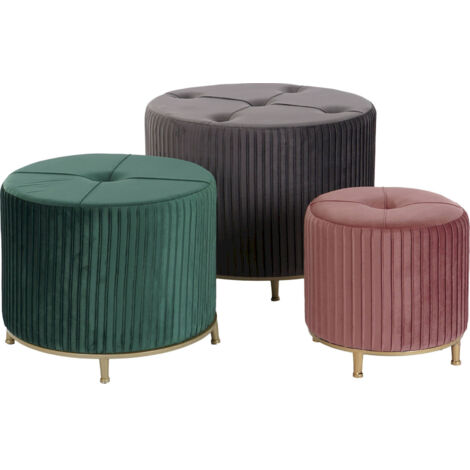 Pouf velours gris pour élégance et confort - Gris perle finition dorée