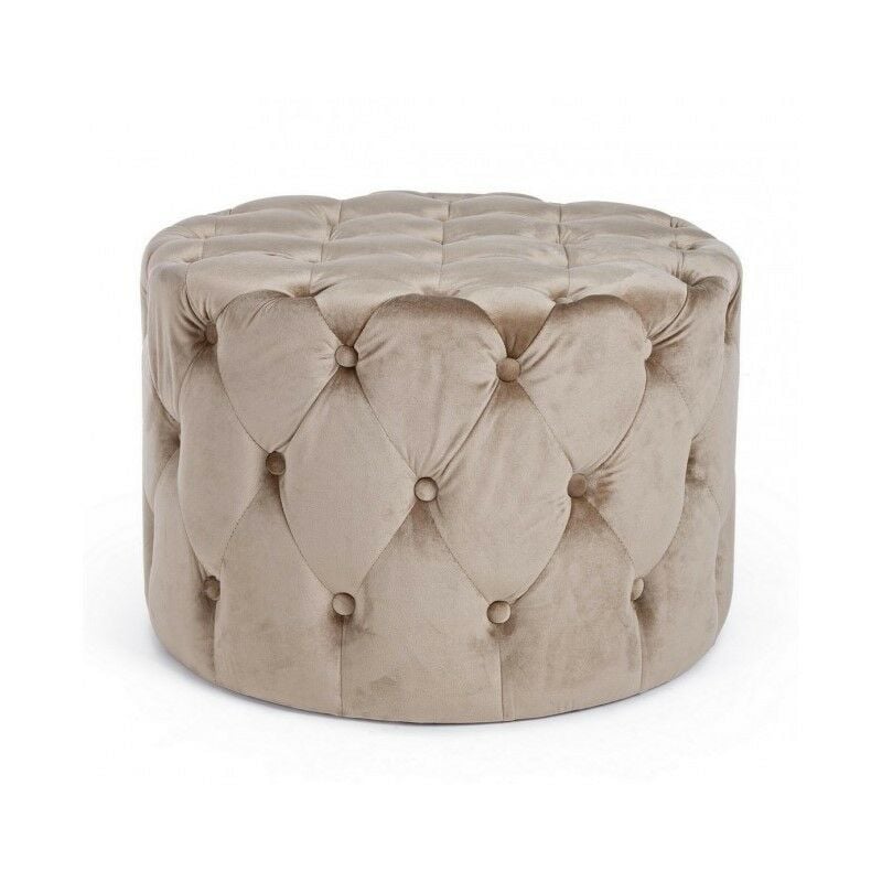 Yes Everyday - Pouf velours gris tourterelle lorella diamètre 60x h42 cm