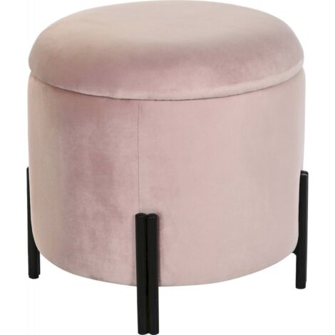 Pouf velours rose chic et structure métallique noire - Rose velours tendance avec éclat métallique noir