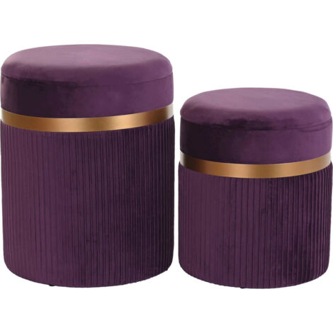 Pouf velours violine élégance intérieure - Velours violet bordure dorée