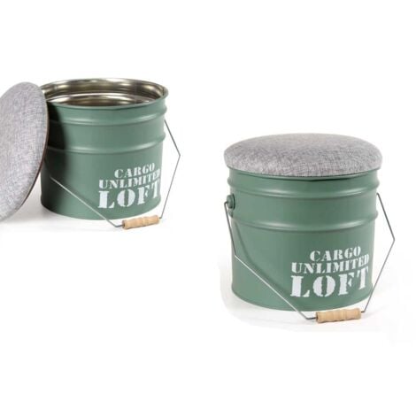 POUF VERDE CON STRUTTURA IN METALLO 30X25 CM