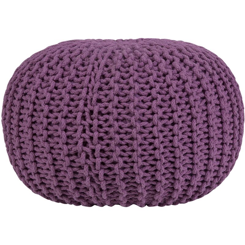 Pouf Rond en Coton Violet à Billes de Polystyrène Accessoire d'Intérieur Conrad