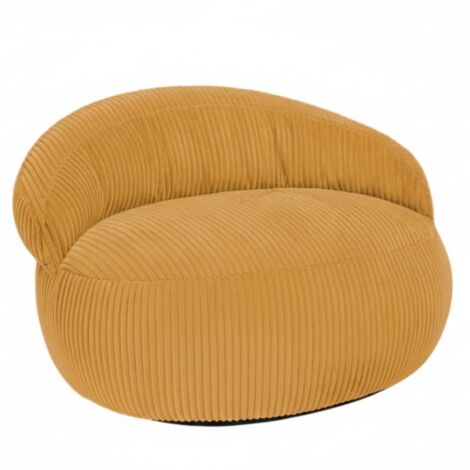 Pouf XXL déhoussable en velours côtelé BANANAIR 110x100 cm jaune moutarde