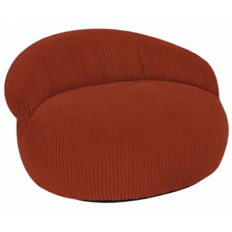 Pouf XXL déhoussable en velours côtelé BANANAIR 110x100 cm rouge brique