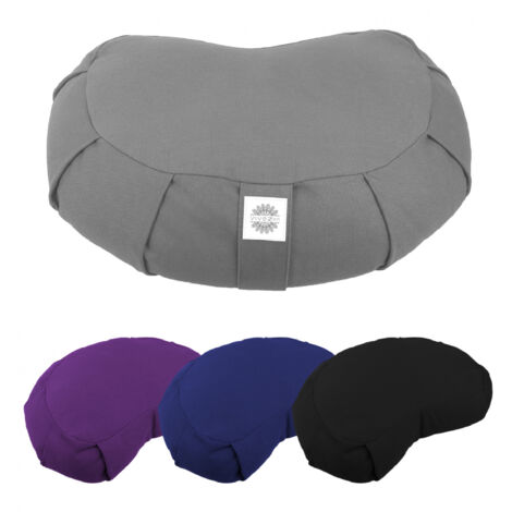 Pouf, zafu, coussin de méditation, yoga - Demi-lune - 44 x 27 x 13 cm - Gris - Vivezen