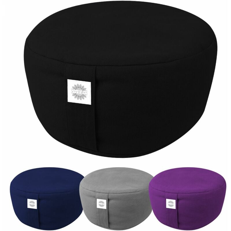 Pouf, zafu, coussin de méditation, yoga - Rond - 35 x 35 x 15 cm - Noir Vivezen