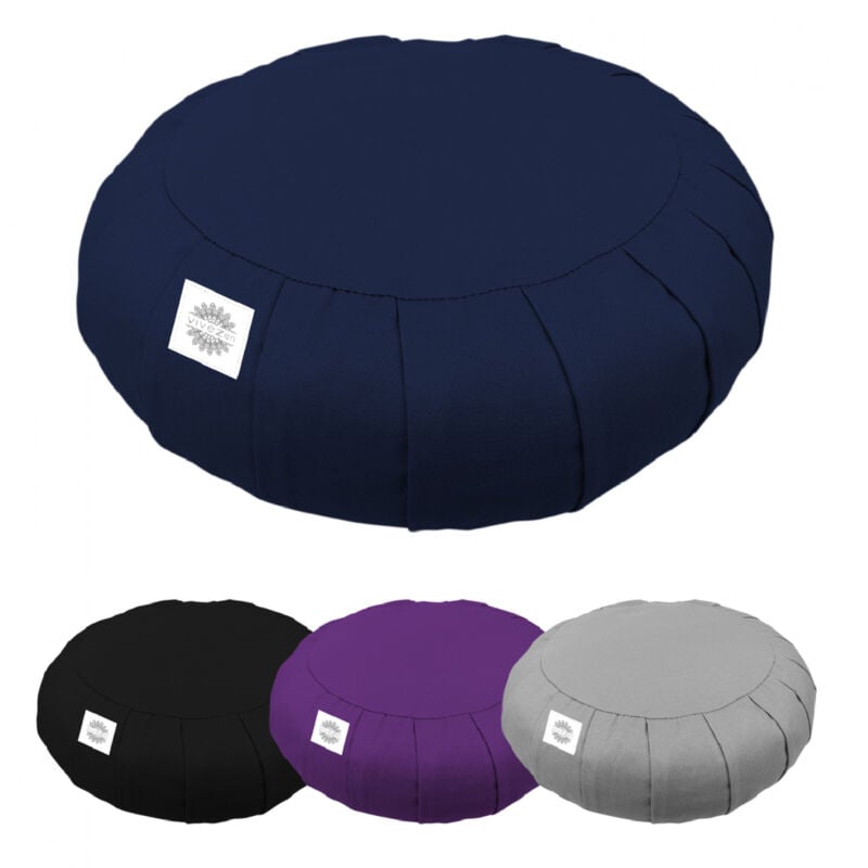 Pouf, zafu, coussin de méditation, yoga - Rond - 38 x 38 x 13 cm - Bleu Vivezen