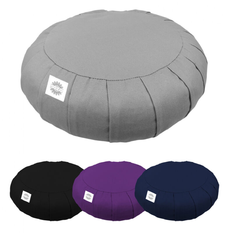 Pouf, zafu, coussin de méditation, yoga - Rond - 38 x 38 x 13 cm - Gris Vivezen