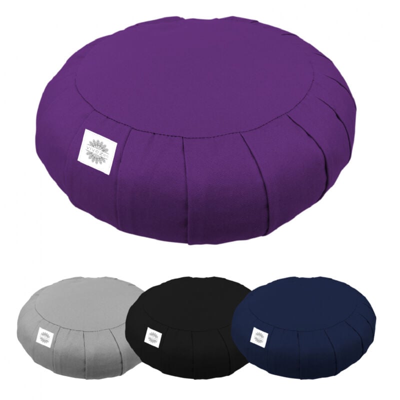 Pouf, zafu, coussin de méditation, yoga - Rond - 38 x 38 x 13 cm - Prune Vivezen
