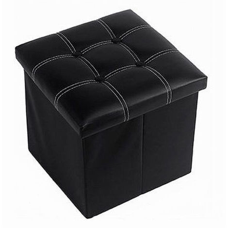 Pouff Puff Pouf Contenitore Imbottito Portaoggetti Seduta Nero 30x30x30 Cm 79427