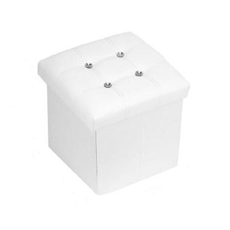 POUFF PUFF POUF GEPOLSTERTER AUFBEWAHRUNGSBEHÄLTER SITZEND WEISS 79436 38X38X35CM