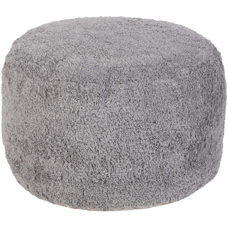 Beliani - Pouffe Round Shaggy Boho Modern Cotton Seat Decorative Removable Cover Handmade Grey Kandhkot